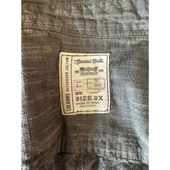 Colours Alexander Julian Mens Shirt 2X Gray Short Sleeve Casual Button Front - Picture 4 of 7